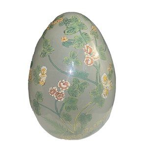 Vintage Beautiful Floral Glass Egg HANDPAINTED